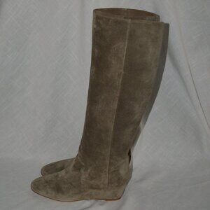 $1290 Sz 37.5 7 Gabriela Hearst Gray Taupe Suede Pull On Hidden Wedge Boots